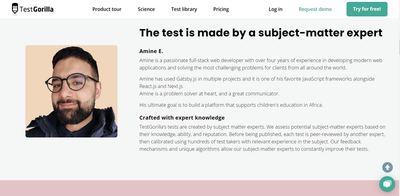 Gatsby.js test on testGorilla